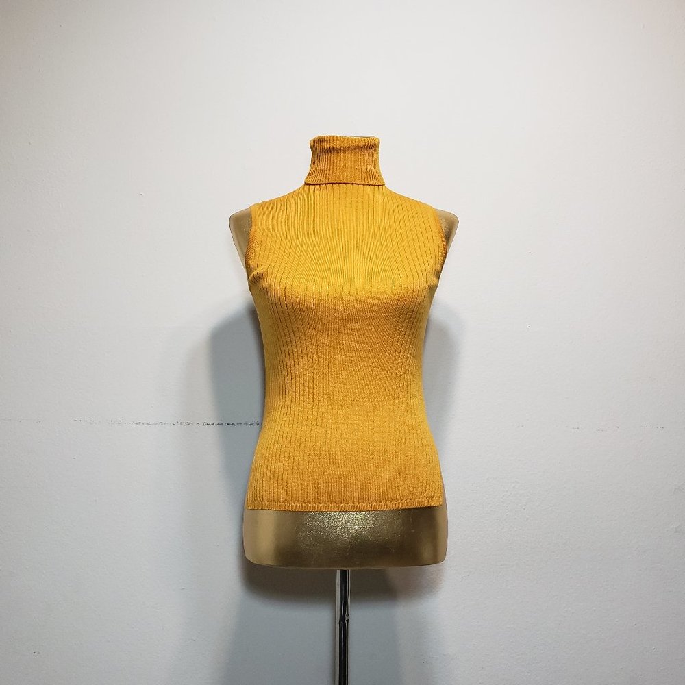 UNIQLO Marigold Ribbed Turtleneck Tank Top